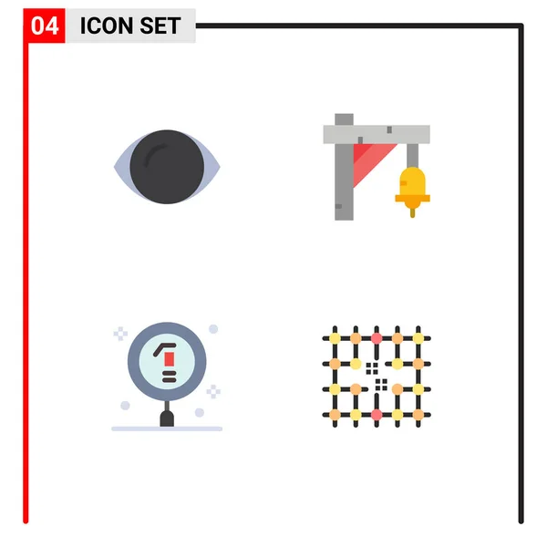 Pictogram ビジョン 研究室の4つのシンプルなフラットアイコンのセット編集可能なベクトルデザイン要素 — ストックベクタ
