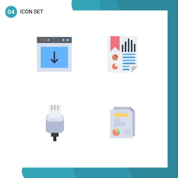 现代4个平面图标和符号集 如应用程序 可编辑向量设计元素 — 图库矢量图片