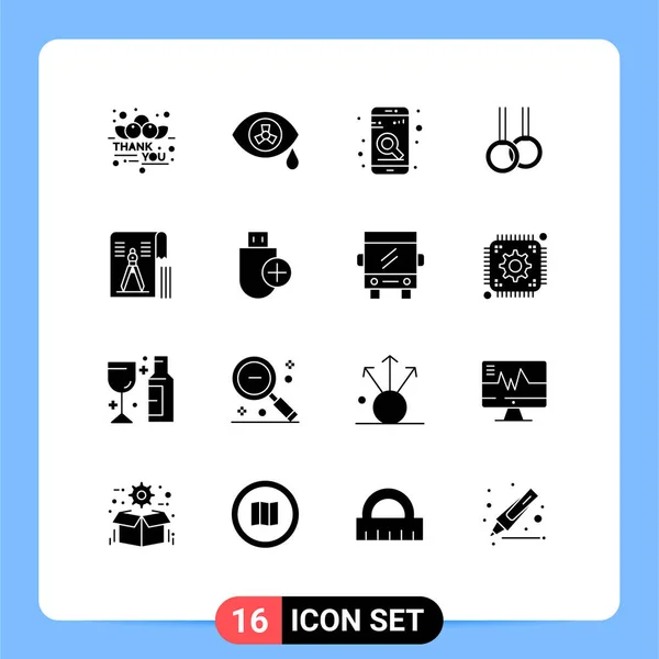 Stock Vector Icon Pack Mit Linienzeichen Und Symbolen Für Geometrie — Stockvektor