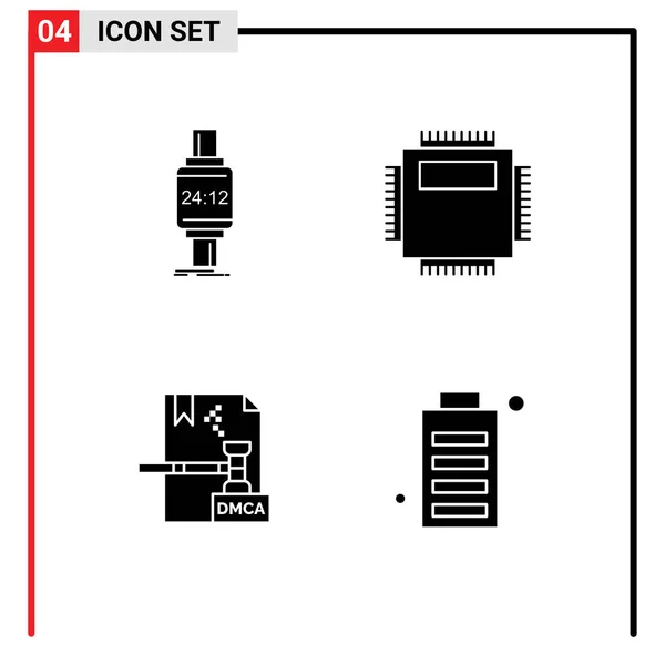 Set Modern Ikonok Szimbólumok Jelek Intelligens Óra Technológia Alma Hardver — Stock Vector