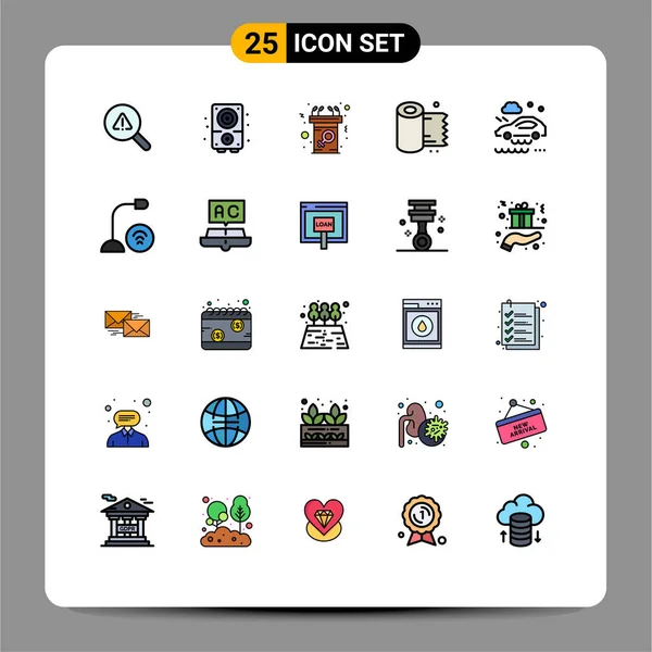 Conjunto Icones Modernos Símbolos Sinais Para Mau Tempo Condição Rolo — Vetor de Stock