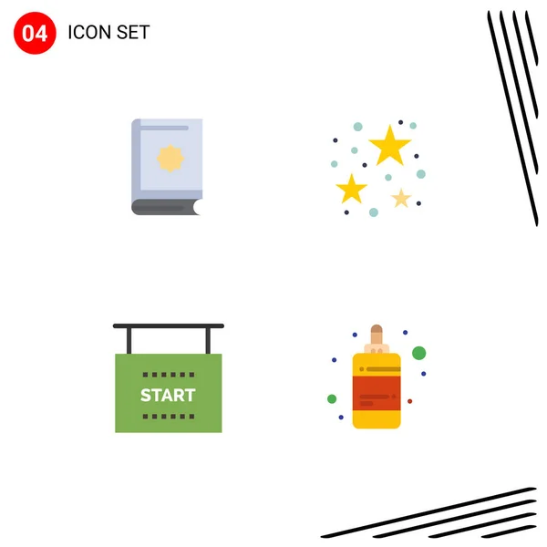 Set Vector Flat Icons Grid Quran Flag Ramadhan Party Races — Vector de stock