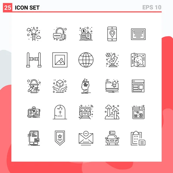 Set Modern Icons Sysymbols Signs Note Education Cryptocurrency Location Cell — Vector de stock