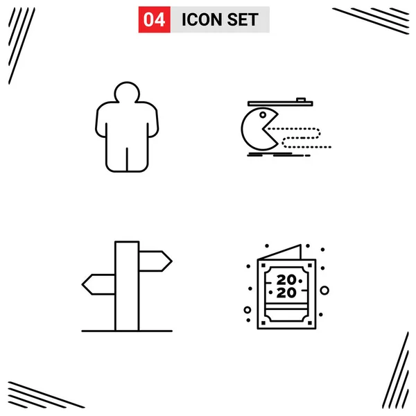 Pictogram Set Van Eenvoudige Filledline Platte Kleuren Van Mens Pijlen — Stockvector