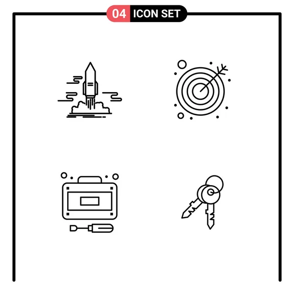 Σύνολο Σύγχρονες Εικόνες Σύμβολα Σημάδια Για Την Έναρξη Ανάκτηση Shuttle — Διανυσματικό Αρχείο