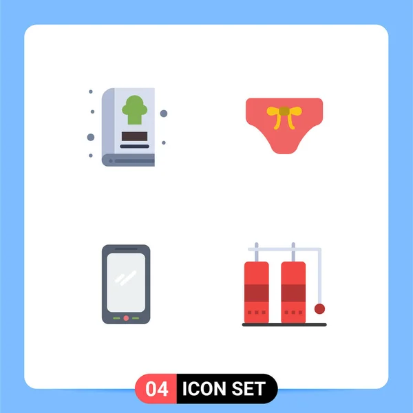 Universal Flat Icons Set Web Mobile Applications Book Smart Phone — Stock Vector