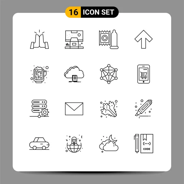 Pictogram Set Simple Outlines Beer Forward Room Medicine Editable Vector — Vector de stock