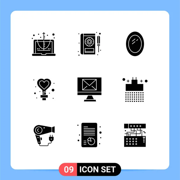 Thematic Vector Solid Glyphs Editable Symbols Mail Wedding Service Sign — 스톡 벡터