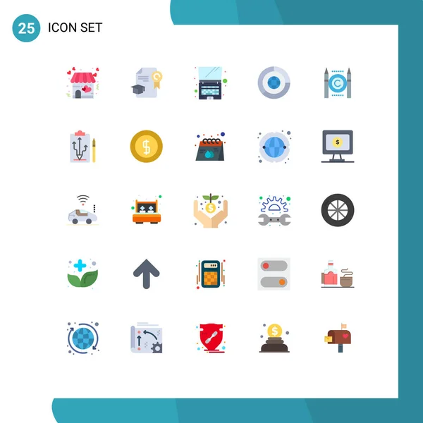 Stock Vector Icon Pack Mit Zeilenzeichen Und Symbolen Für Urheberrechte — Stockvektor