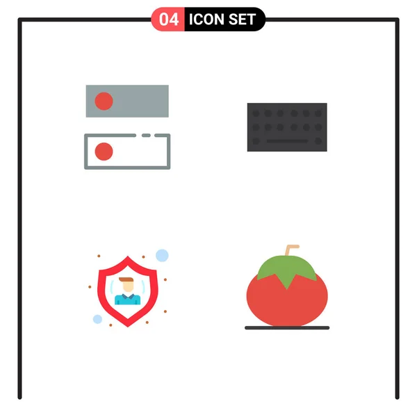 Interface Utilisateur Paquet Icônes Plates Base Dns Protéger Outils Type — Image vectorielle