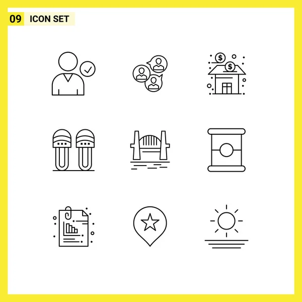 Set Vector Outlines Grid Australia Footwear Bank Comfortable Stock Editable — Vector de stock