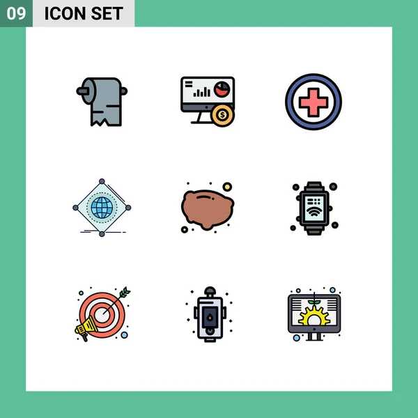 Pictogram Set Simple Filledline Flat Colors Potato Global Medical Internet — Stockový vektor