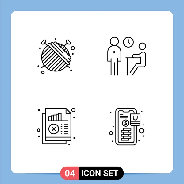 Ensemble Couleurs Plates Vectorielles Filledline Sur Grille Pour Boule Document — Image vectorielle