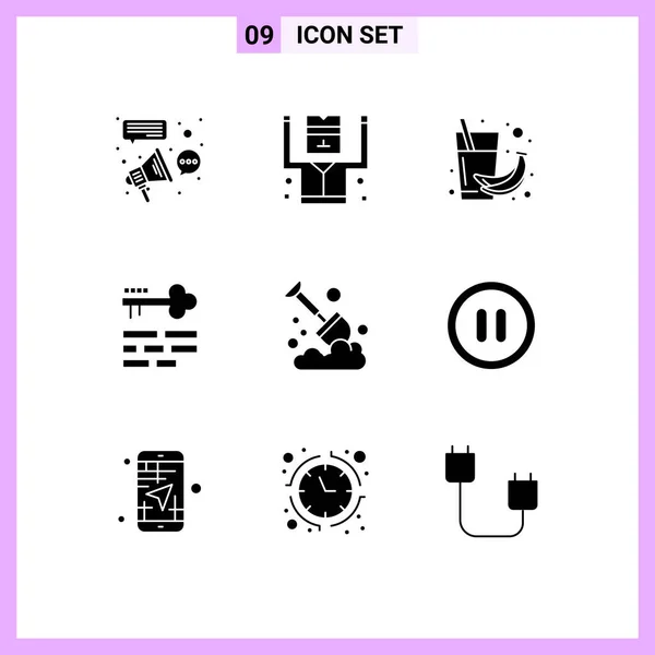 Set Modern Icons Sysymbols Signs Login Lock Security Key Health — Vector de stock