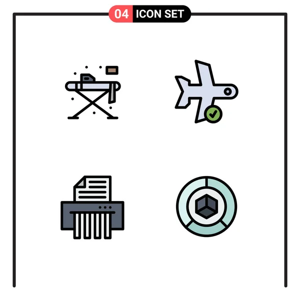 Filledline Flat Color Pack Symboles Universels Maison Dispositif Table Plan — Image vectorielle