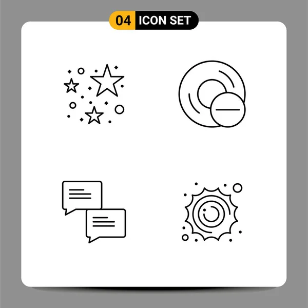 Stock Vector Icon Pack Líneas Signos Símbolos Para Cumpleaños Comunicación — Archivo Imágenes Vectoriales