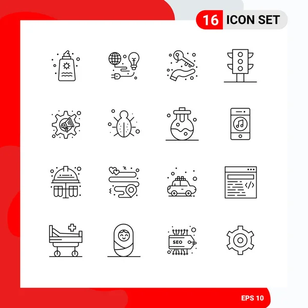 Set Modern Icons Sysymbols Signs Transport Lights Earth Wealth Holding — Vector de stock