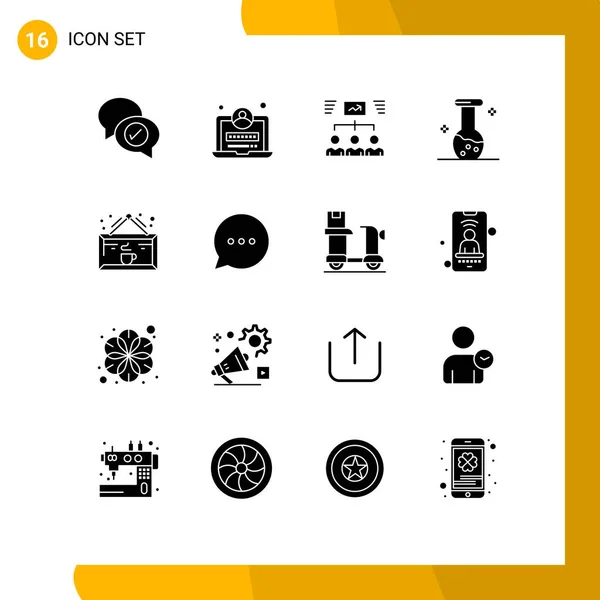 Set Modern Icons Sysymbols Signs Cafe Chemistry Group Biology Analysis — Vector de stock