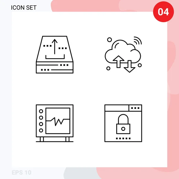 Stock Vector Icon Pack Líneas Símbolos Para Archivar Wifi Oficina — Vector de stock