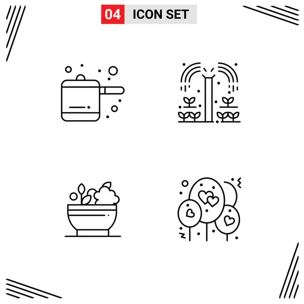 Icône Vectorielle Stock Paquet Signes Symboles Ligne Pour Cuisine Bol — Image vectorielle