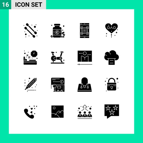 Mobile Interface Solid Gyph Set Pictograms Diet Love Parents Day — Archivo Imágenes Vectoriales