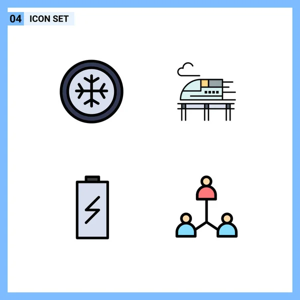 Set Modern Icons Sysymbols Signs Cold Electric Train Battery Group — Vector de stock