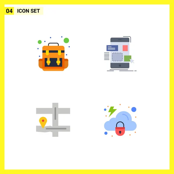 Universal Flat Icon Signs Symbols Bag Navigation Drag Cloud Editable — Stock Vector