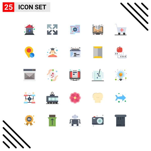 Set Modern Icons Sysymbols Signs Medical Online Money Learning Online — Archivo Imágenes Vectoriales