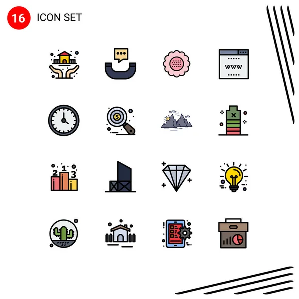 Stock Vector Icon Pack Line Signs Symbols Clock Site Floral — 스톡 벡터
