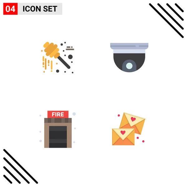 User Interface Flat Icon Pack Modern Signs Sysymbols Honey Fire — Vector de stock