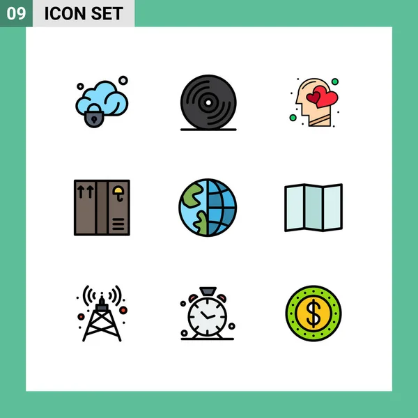 Universal Icon Symbols Group Modern Filledline Flat Színek Föld Kapcsolat — Stock Vector