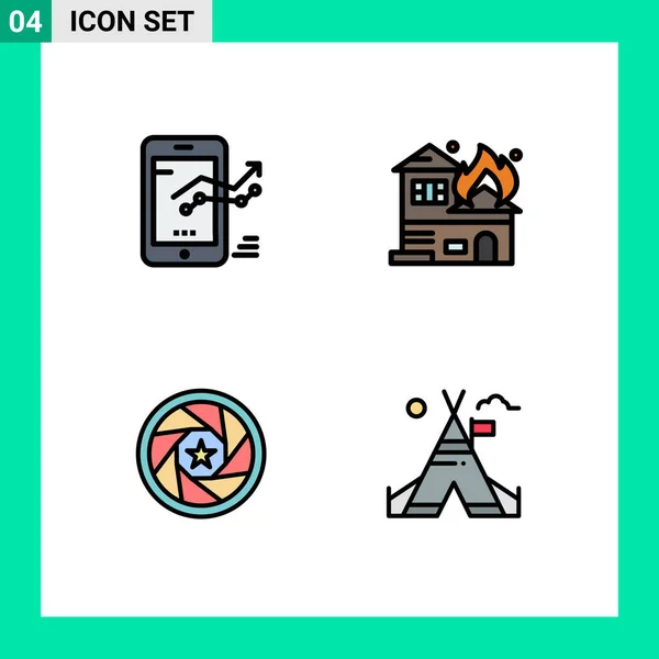 Set Modern Icons Sysymbols Signs Chart Aperture Progress Burning Logo — Vector de stock