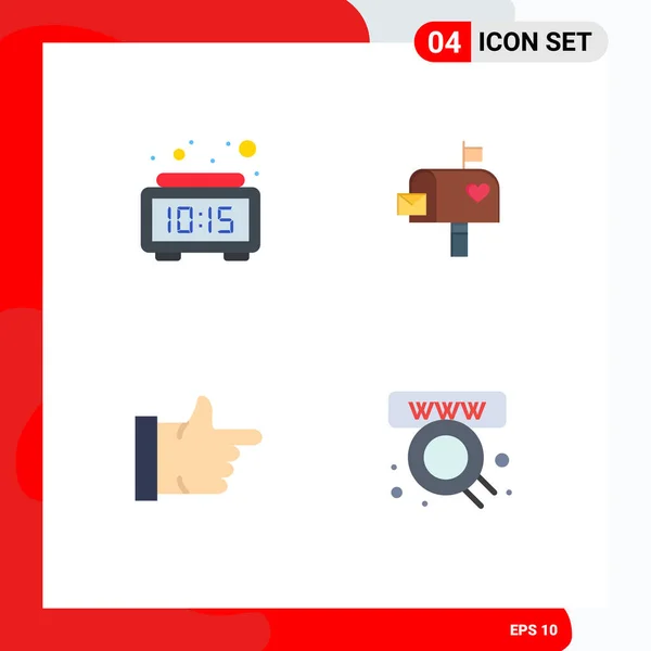 Thematic Vector Flat Icons Editable Sysymbols Alarm Time Love Vote — Vector de stock