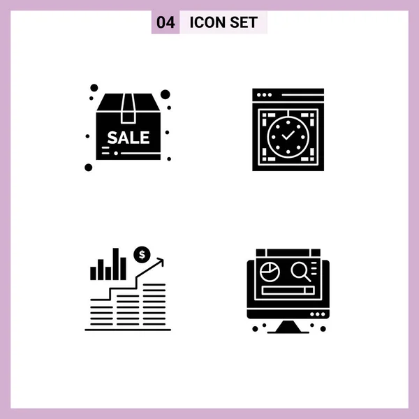 Mobile Interface Solid Glyph Set Pictograms Package Business Discount Device — Stock Vector