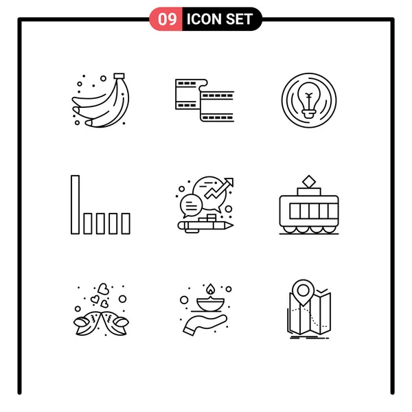 Stock Vector Icon Pack Líneas Símbolos Para Crecimiento Negocio Negocio — Archivo Imágenes Vectoriales