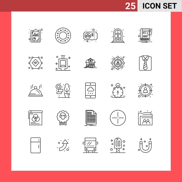25现代标志和通知符号 电子书 Mardi Gras 活的可编辑向量设计元素的用户界面行包 — 图库矢量图片