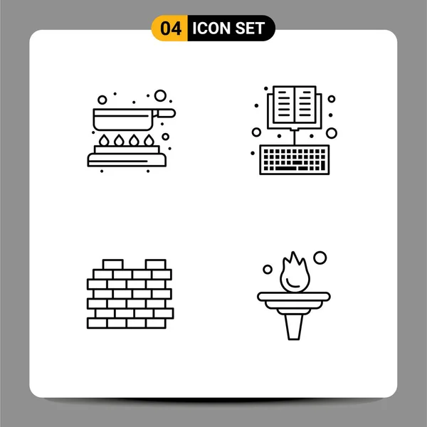 Iconos Creativos Signos Símbolos Modernos Cocinero Construcción Alevines Ebook Bienes — Vector de stock