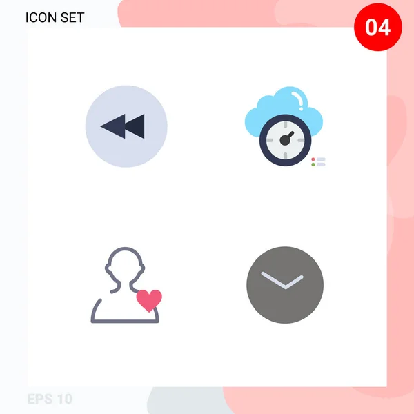 4つのフラットアイコンの現代セット後方 ダッシュボード クラウドの写真 編集可能なベクトルデザイン要素を見る — ストックベクタ