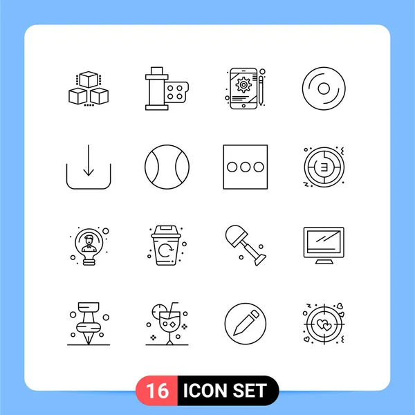 Set Modern Icons Sysymbols Signs Multimedia Dvd Reel Disk Tablet — Vector de stock