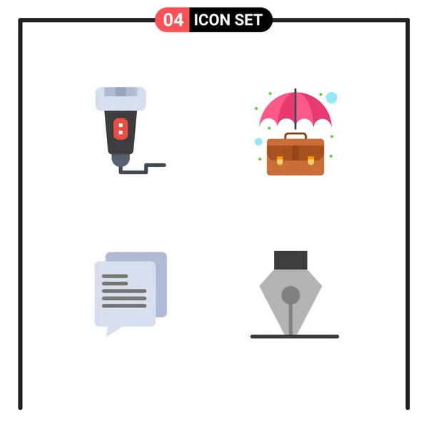 Set Modern Ikonok Szimbólumok Jelek Készpénz Iroda Aktatáska Kommunikáció Szerkeszthető — Stock Vector