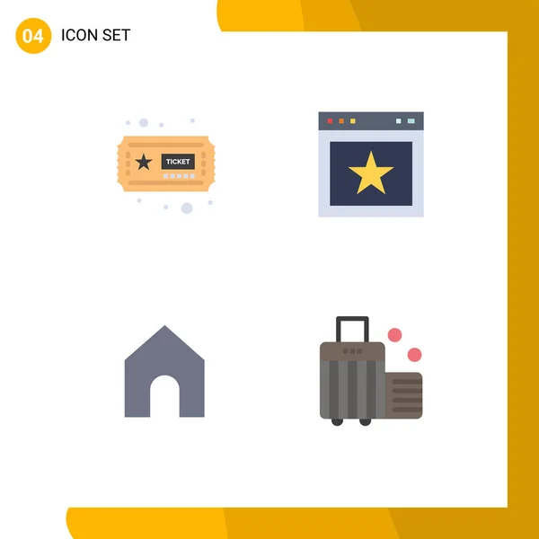 Vector Flat Icons Grid Ticket Interface Article Website Beach Editable — 스톡 벡터
