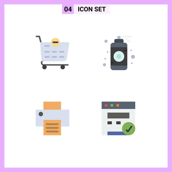 Modern Set Flat Icons Symbols Checkout Printing Designer Spray Seo — Vector de stock