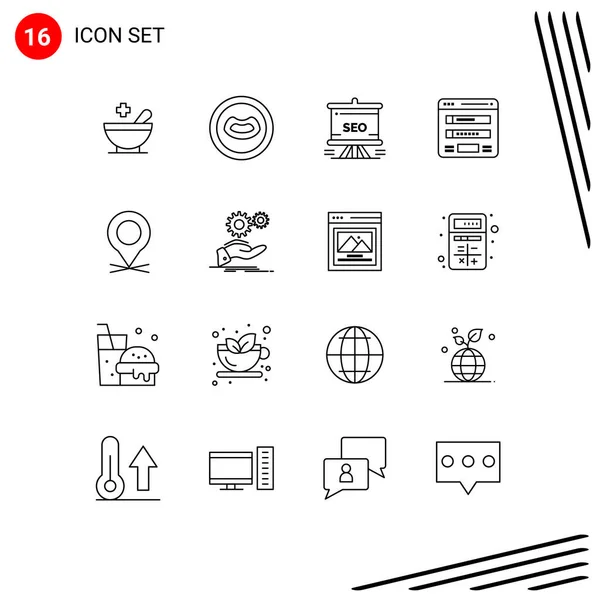 Set Dari Ikon Modern Simbol Tanda Tanda Untuk Peta Web - Stok Vektor