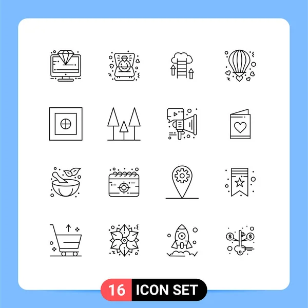 Creative Icons Modern Signs Symbols Love Balloon Wedding Air Data — Stock Vector