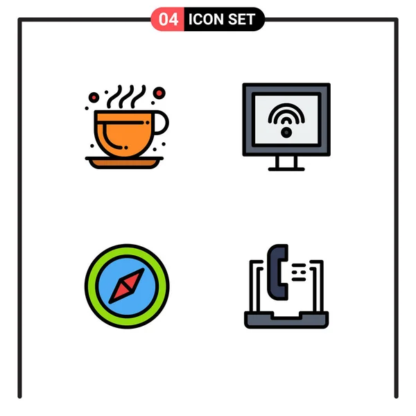 Conjunto Iconos Interfaz Usuario Moderna Símbolos Signos Para Café Mapa — Vector de stock