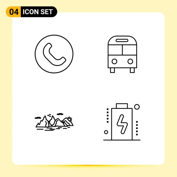 Vector Stock Icon Pack Líneas Señales Símbolos Para Llamadas Cerros — Vector de stock