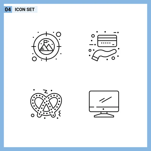 전형적 Vector Filledline Flat Colors Editable Symbols Focus Computer Card — 스톡 벡터