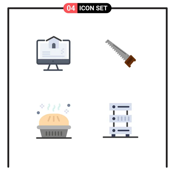 Modern Set Flat Icons Pictograph Computer Bakery Home Bade Holiday - Stok Vektor