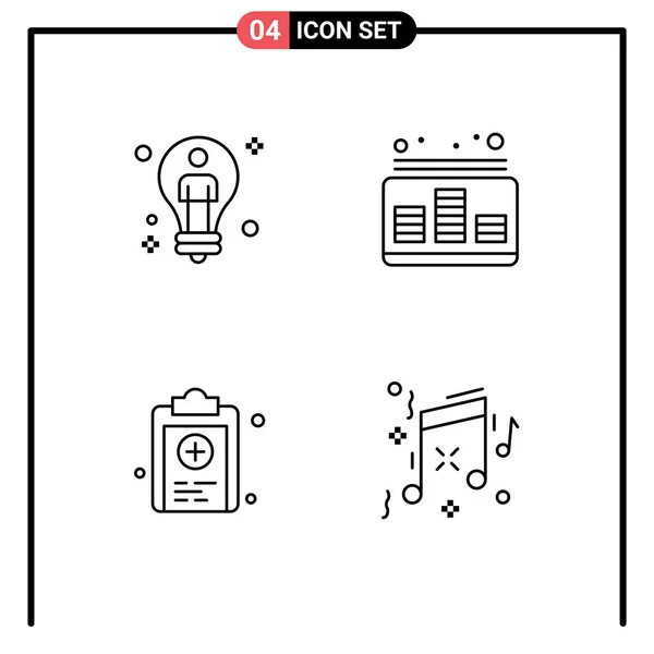 医用可编辑矢量设计元件的4个简单滤线扁平色的可编辑矢量包 — 图库矢量图片