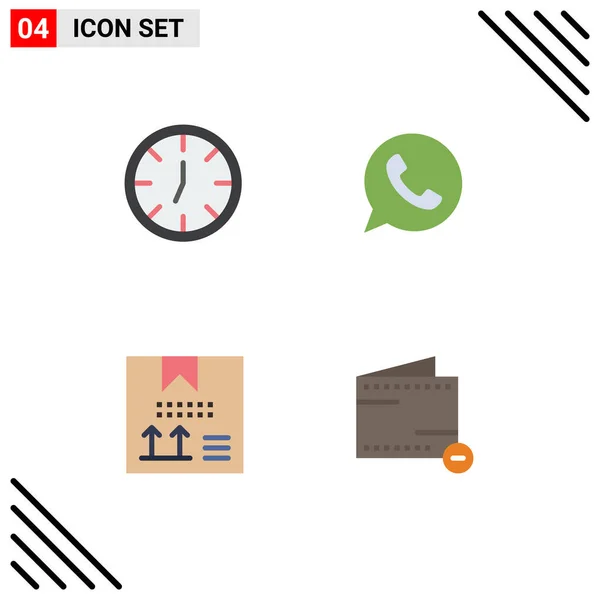 Icônes Plates Vectorielles Thématiques Symboles Modifiables Horloge Conception Application Application — Image vectorielle